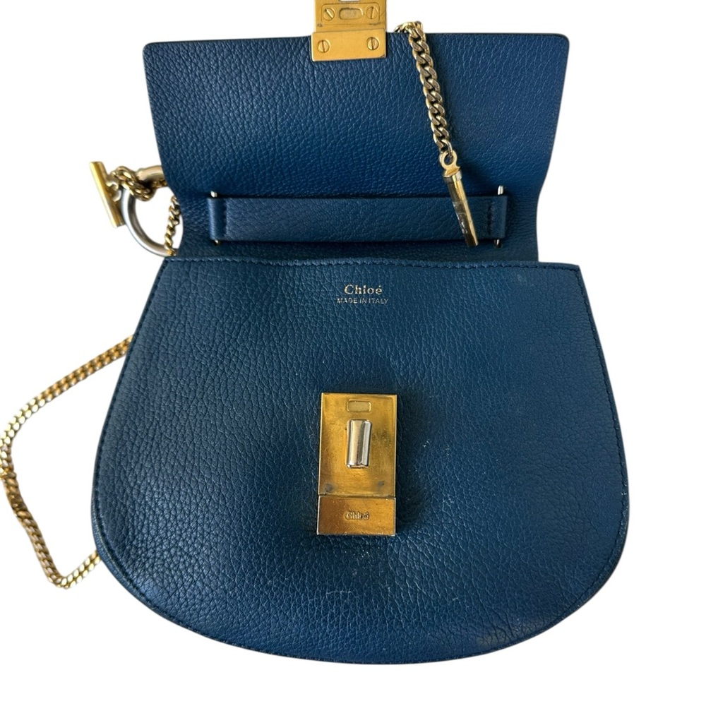Chloe Blue Leather Small Drew Shoulder Bag - Picture 6 of 12